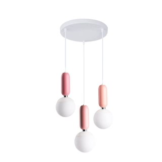 Lampa wisząca RUBI 3 PINK biało-różowa do pokoju dziecka - Light Prestige