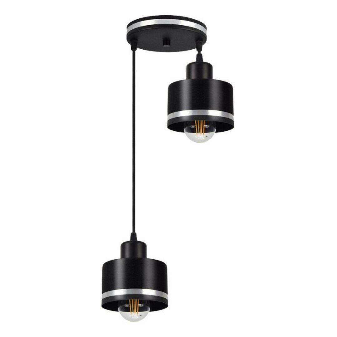 Lampa wisząca WAMA 2 talerz czarny / chrom podwójny zwis kaskada - Candellux Lighting Lampa wisząca WAMA 2 talerz czarny / chrom podwójny zwis kaskada - Candellux Lighting
