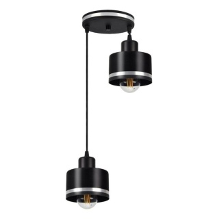 Lampa wisząca WAMA 2 talerz czarny / chrom podwójny zwis kaskada - Candellux Lighting