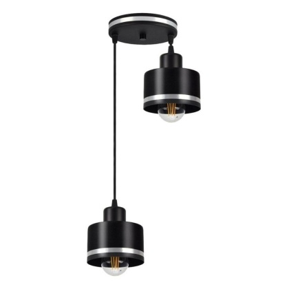 Lampa wisząca WAMA 2 talerz czarny / chrom podwójny zwis kaskada - Candellux Lighting