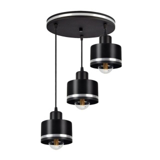 Lampa wisząca WAMA 3 talerz czarny / chrom potrójny zwis kaskada - Candellux Lighting