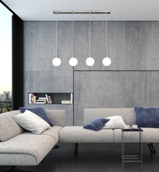 Lampa wisząca MALDUS 4 chrom / białe klosze kule zwis nad wyspę stół - Candellux Lighting