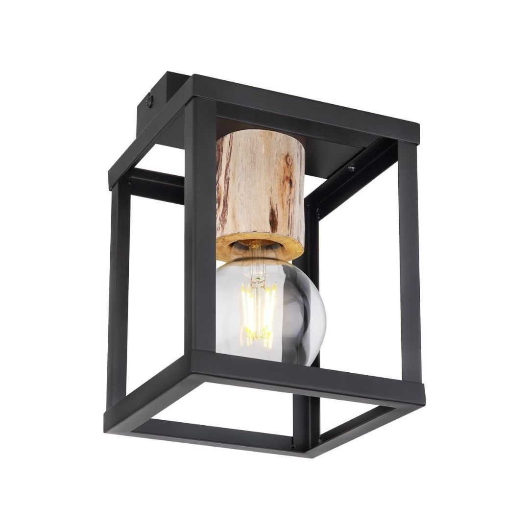 Plafon sufitowy RETRO 1 czarny metal drewno w stylu loft - Candellux Lighting Plafon sufitowy RETRO 1 czarny metal drewno w stylu loft - Candellux Lighting