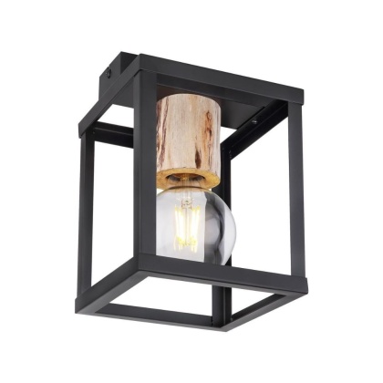 Plafon sufitowy RETRO 1 czarny metal drewno w stylu loft - Candellux Lighting