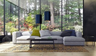 Lampa wisząca BARREL L granatowo-złoty aksamitny cylindryczny abażur - Nowodvorski Lighting