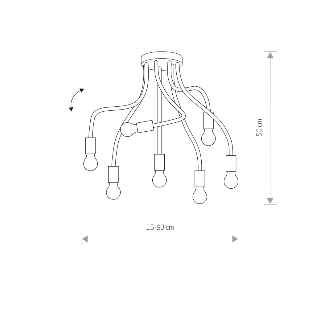 Lampa sufitowa FLEX 7 czarna elastyczne regulowane ramiona styl loft - Nowodvorski Lighting