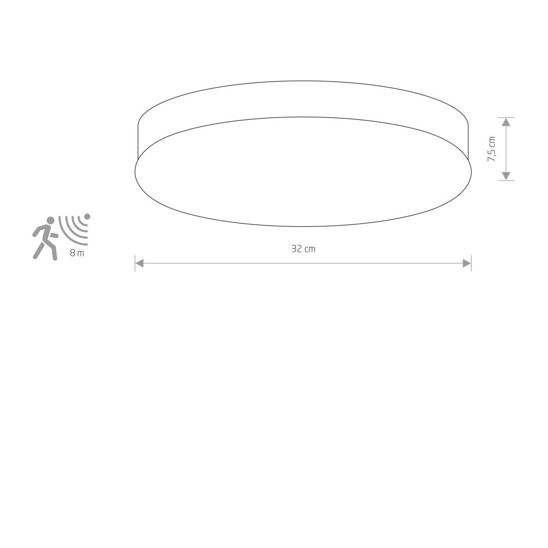 Okrągły plafon sufitowy KASAI SENSOR chrom / szklany z czujnikiem ruchu - Nowodvorski Lighting
