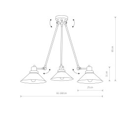 Lampa sufitowa TECHNO 3 czarna potrójna industrialna regulowana - Nowodvroski Lighting