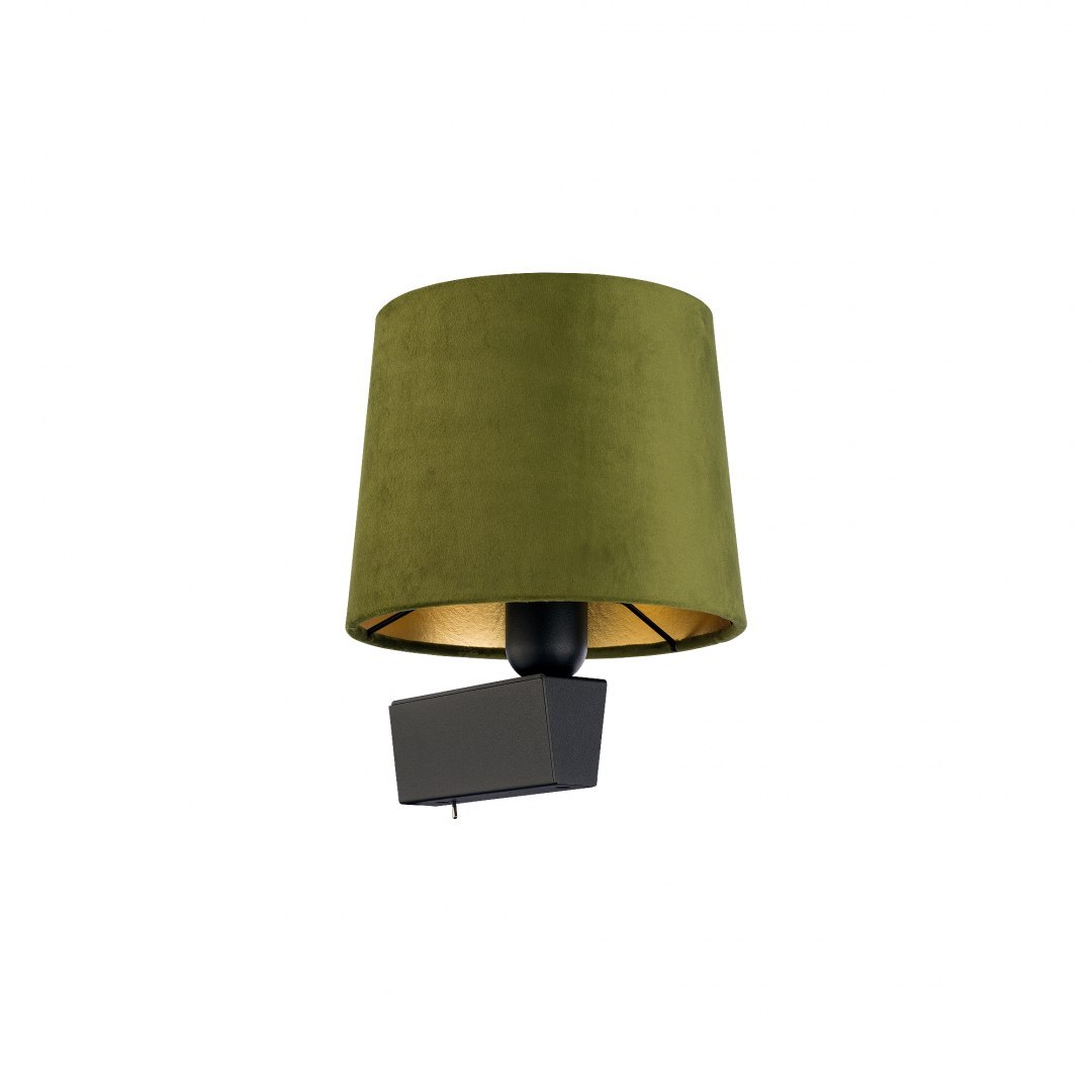Kinkiet CHILLIN I zielono-złoty elegancki z abażurem i włącznikiem - Nowodvorski Lighting