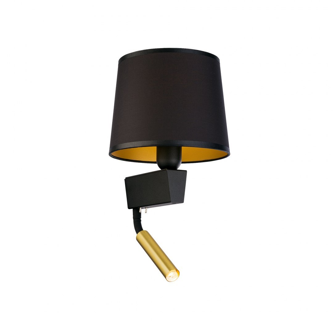 Kinkiet CHILLIN II czarno-złoty z włącznikiem i lampką do czytania - Nowodvorski Lighting