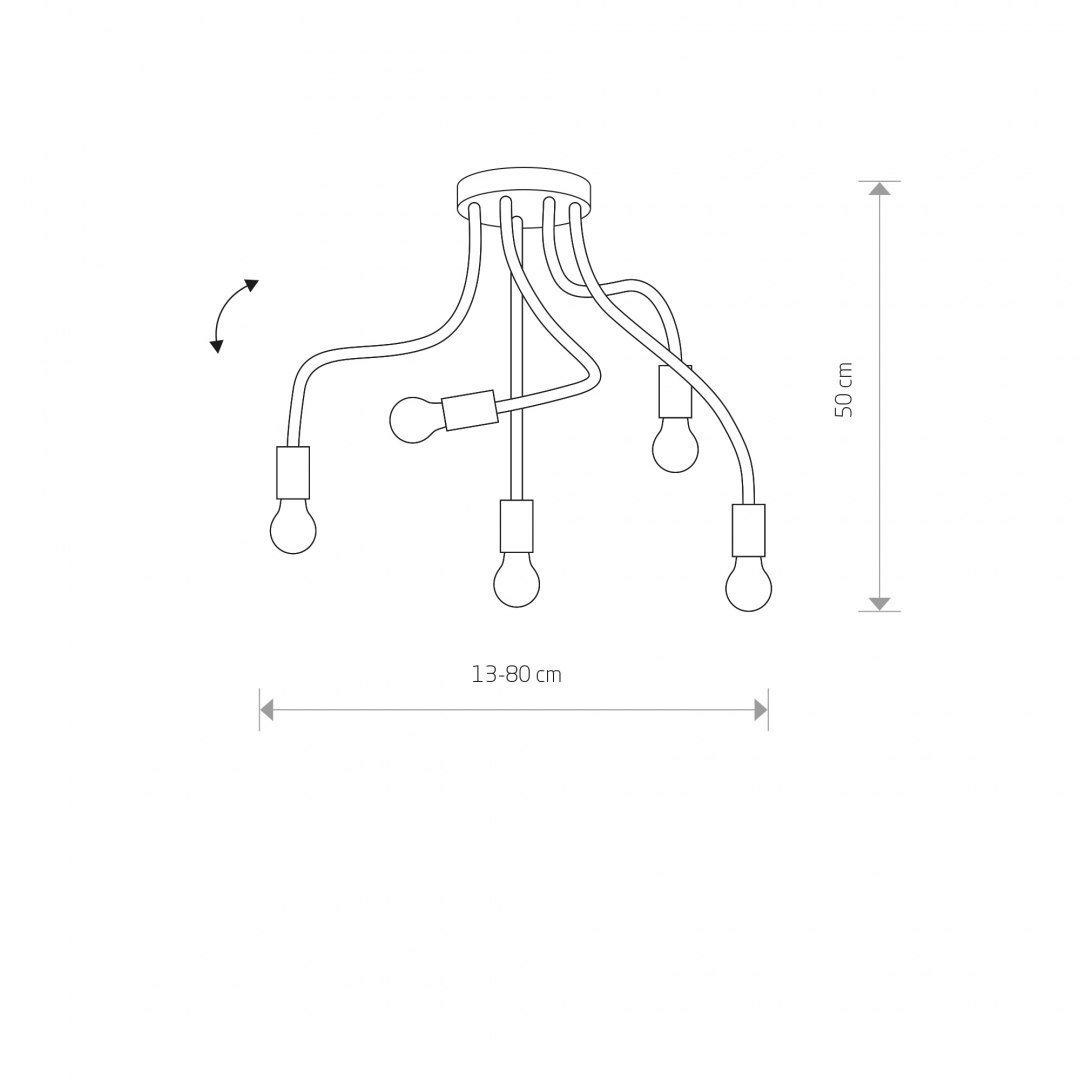 Lampa sufitowa FLEX 5 czarna elastyczne regulowane ramiona styl loft - Nowodvorski Lighting