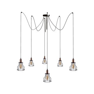 Lampa wisząca WORKSHOP VI czarna loft pająk do wysokich pomieszczeń - Nowodvorski Lighting