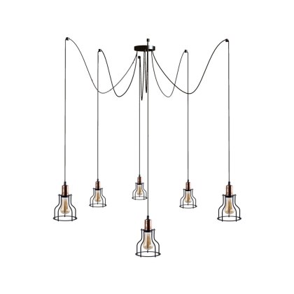 Lampa wisząca WORKSHOP VI czarna loft pająk do wysokich pomieszczeń - Nowodvorski Lighting