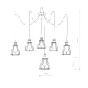Lampa wisząca WORKSHOP VI czarna loft pająk do wysokich pomieszczeń - Nowodvorski Lighting wymiary