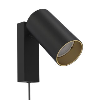 Kinkiet MONO czarno złoty regulowany do czytania z wtyczką do gniazdka - Nowodvorski Lighting