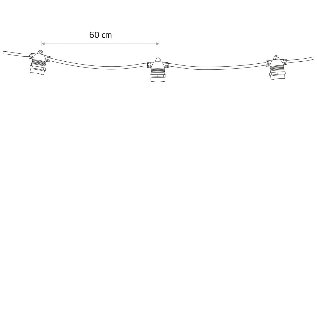 Girlanda ogrodowa FESTOON LIGHTS łańcuch świetlny 6m czarny 10 x E27 - Nowodvorski Lighting - wymiary - rysunek techniczny Girlanda ogrodowa FESTOON LIGHTS łańcuch świetlny 6m czarny 10 x E27 - Nowodvorski Lighting - wymiary - rysunek techniczny