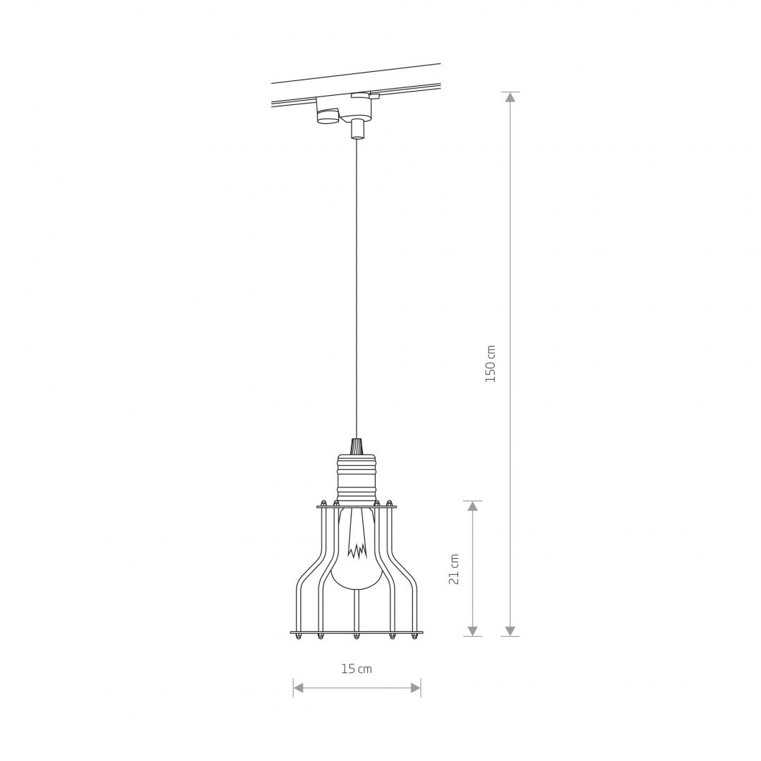 Lampa wisząca na szynę WORKSHOP czarna miedziana loft do systemu szynowego PROFILE - Nowodvorski Lighting - wymiary