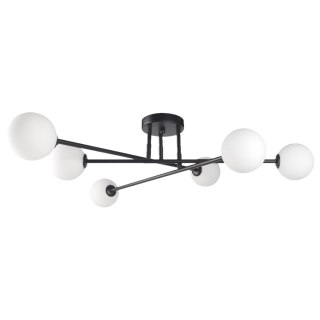 Plafon DORADO 6 czarny / białe mleczne klosze - Light Prestige