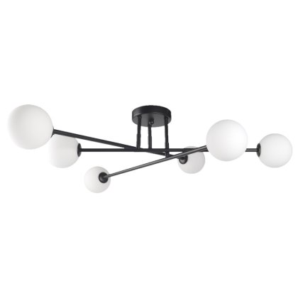 Plafon DORADO 6 czarny / białe mleczne klosze - Light Prestige