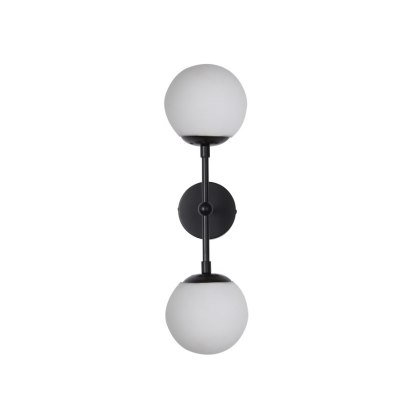 Kinkiet podwójny Dorado 2 L czarny białe kuliste klosze - Light Prestige