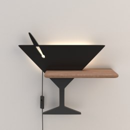 Kinkiet lampka LED z półką PICCOLO czarny kieliszek z kablem - Candellux Lighting
