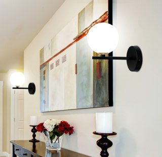 Kinkiet KAMA czarny biały klosz kula - Candellux Lighting