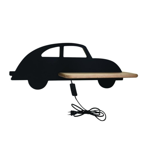 Kinkiet lampka dla chłopca LED z półką CAR samochód czarny z kablem - Candellux Lighting