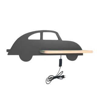 Kinkiet lampka dla chłopca LED z półką CAR samochód szary z kablem - Candellux Lighting