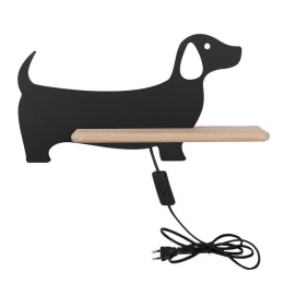 Kinkiet lampka dziecięca LED z półką DOG czarny pies z kablem i wtyczką - Candellux Lighting