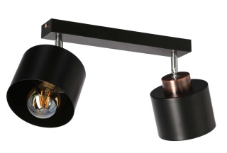 Lampa sufitowa OLENA 2 czarna podwójna regulowane klosze na listwie - Candellux Lighting