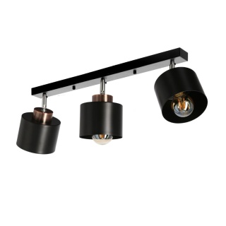 Lampa sufitowa OLENA 3 czarna potrójna regulowane klosze na listwie - Candellux Lighting