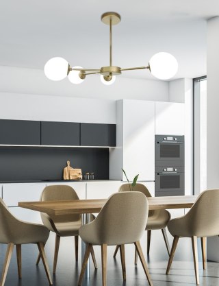 Lampa wisząca MATI 4 mosiądz białe klosze kule - Candellux Lighting