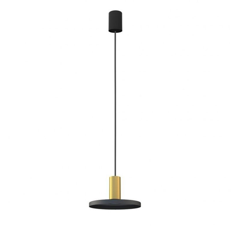Lampa wisząca HERMANOS dysk czarny mosiądz zwis nad wyspę kuchenną - Nowodvorski Lighting Lampa wisząca HERMANOS dysk czarny mosiądz zwis nad wyspę kuchenną - Nowodvorski Lighting
