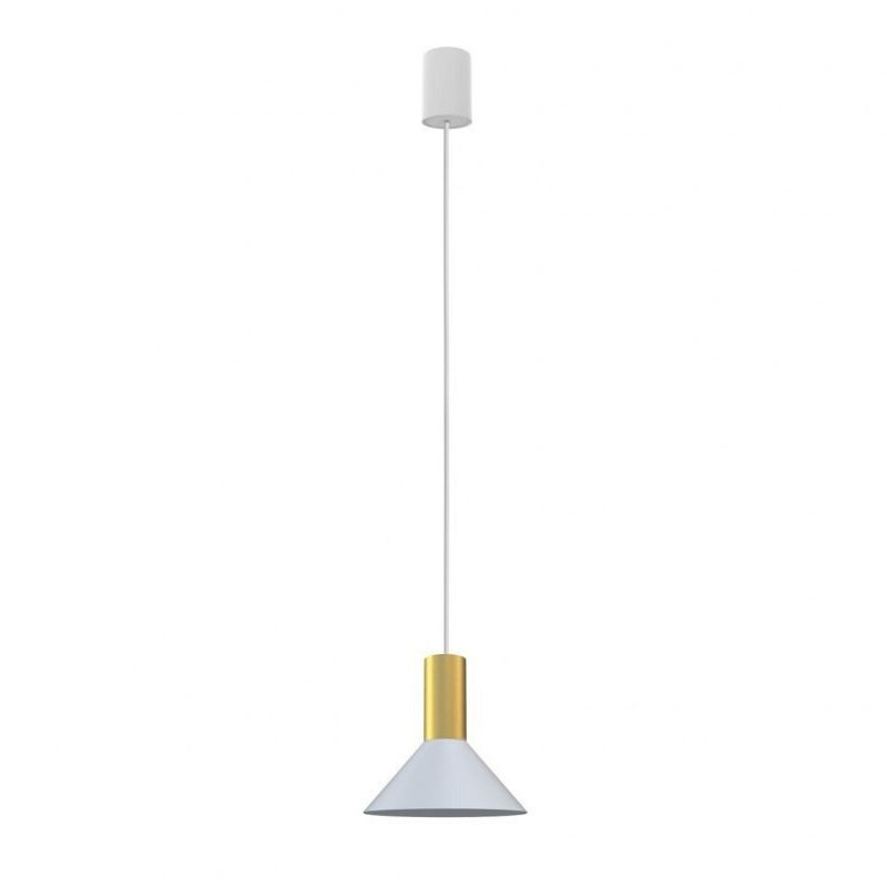 Lampa wisząca HERMANOS stożek biały mosiądz zwis nad wyspę kuchenną - Nowodvorski Lighting