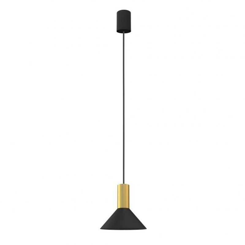 Lampa wisząca HERMANOS stożek czarny mosiądz zwis nad wyspę kuchenną - Nowodvorski Lighting