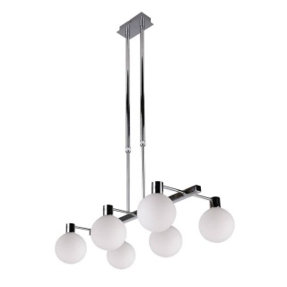 Lampa wisząca MALDUS 6 chrom / białe klosze kule nad stół - Candellux Lighting
