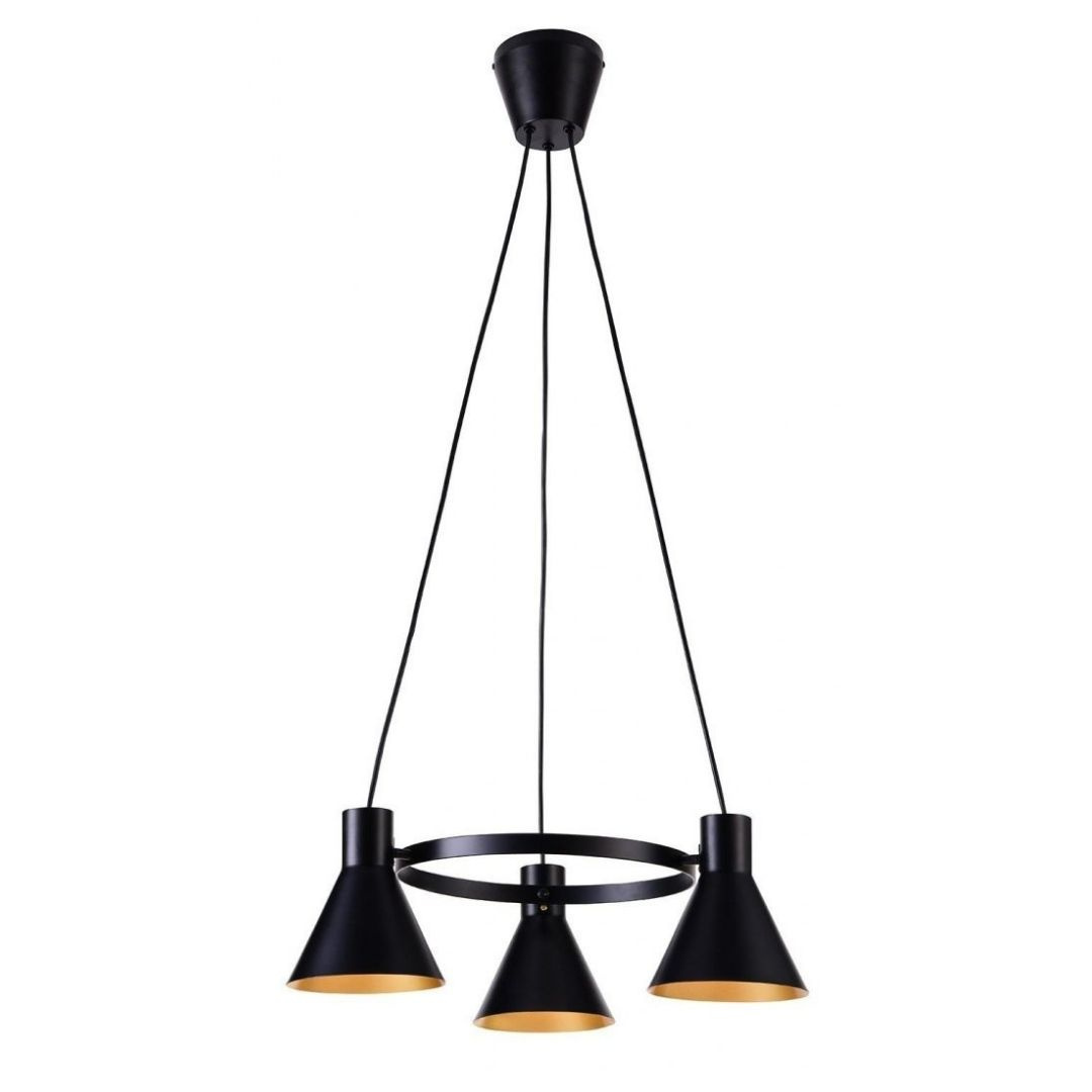Lampa wisząca żyrandol MORE 3 czarno-złote klosze loft - Candellux Lighting