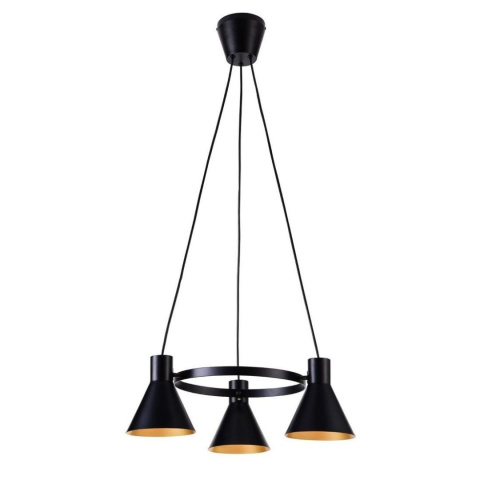 Lampa wisząca żyrandol MORE 3 czarno-złote klosze loft - Candellux Lighting