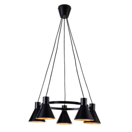 Lampa wisząca żyrandol MORE 5 czarno-złote klosze loft - Candellux Lighting