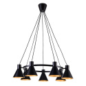 Lampa wisząca żyrandol MORE 7 czarno-złote klosze loft - Candellux Lighting