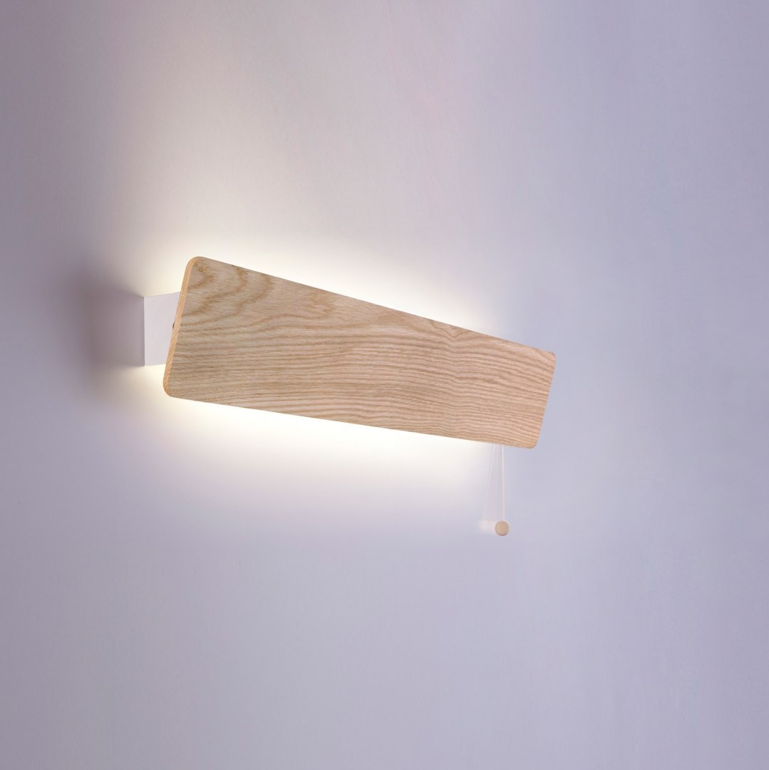 Kinkiet drewniany OSLO LED 60 dąb podłużny z włącznikiem - Nowodvorski Lighting