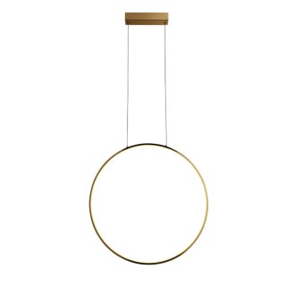 Lampa wisząca MIRROR duża złota LED obręcz wokół lustra IP44 do łazienki - Light Prestige