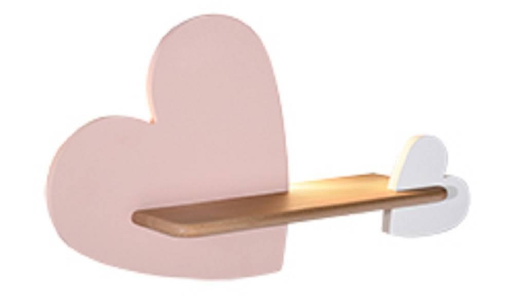 Kinkiet lampka dziecięca LED z półką HEART SERCE różowy + biały - Candellux Lighting