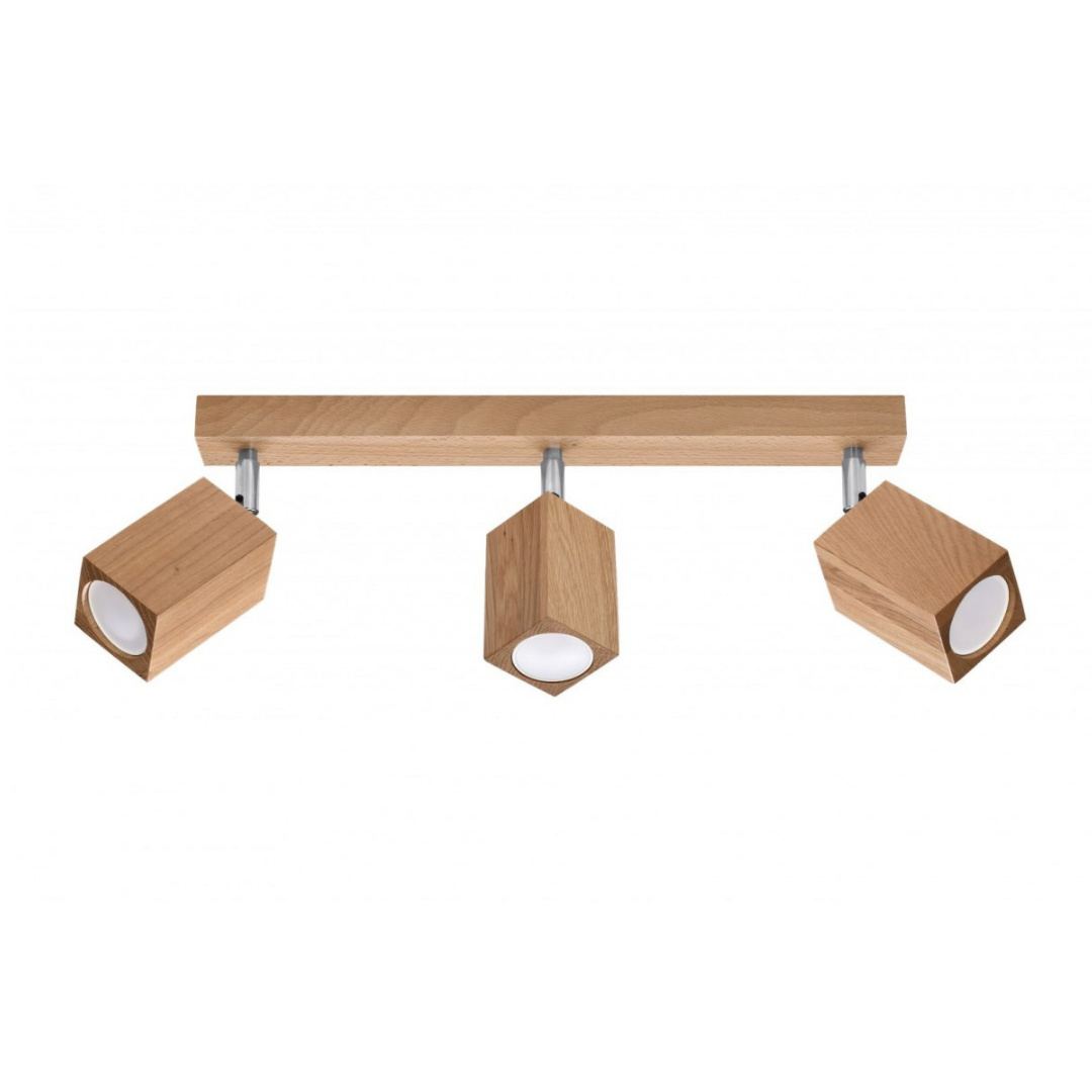 Lampa sufitowa KEKE 3 dębowa regulowana drewniana potrójna na listwie - Sollux Lighting Lampa sufitowa KEKE 3 dębowa regulowana drewniana potrójna na listwie - Sollux Lighting