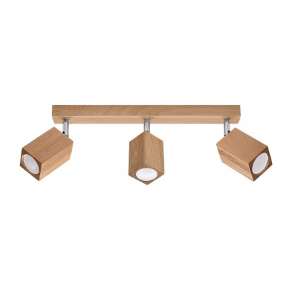 Lampa sufitowa KEKE 3 dębowa regulowana drewniana potrójna na listwie - Sollux Lighting