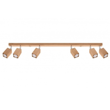 Lampa sufitowa KEKE 6 dębowa drewniana na długiej listwie - Sollux Lighting