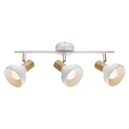 Lampa sufitowa PUERTO 3 biały / drewno regulowane klosze na listwie spot - Candellux Lighting