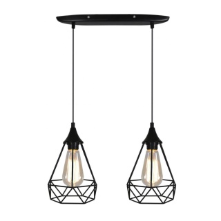 Lampa wisząca GRAF 2 podwójny zwis na listwie czarna druciana loft - Candellux Lighting