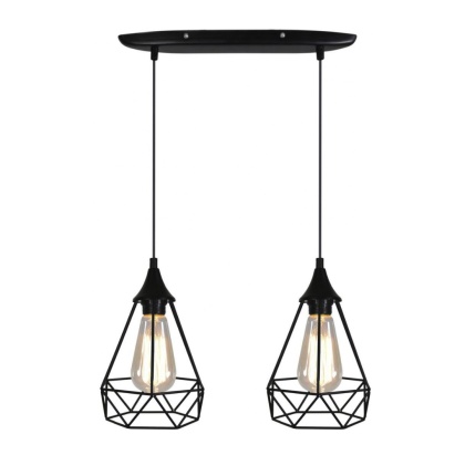 Lampa wisząca GRAF 2 podwójny zwis na listwie czarna druciana loft - Candellux Lighting