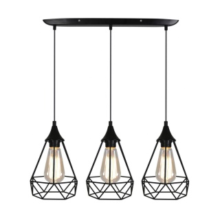 Lampa wisząca GRAF 3 potrójny zwis na listwie czarna druciana loft - Candellux Lighting